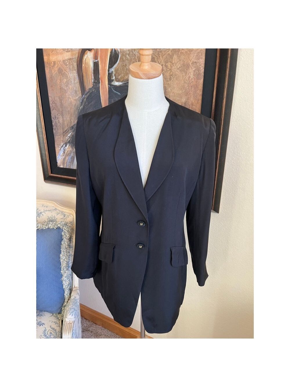 Louis Féraud Black Blazer with Gold Buttons Size 10
